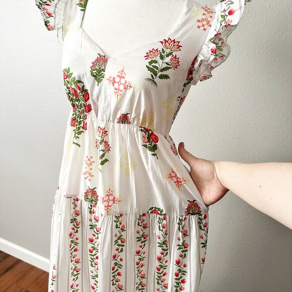 Celina Moon X Anthro Women’s Size XS Boho Floral Ruffle Cotton Maxi Dress NEW - Picture 5 of 15